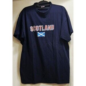 Scotland TShirt Blue Scotland Flag Graphic Print Cotton Men's Large Tourist Note